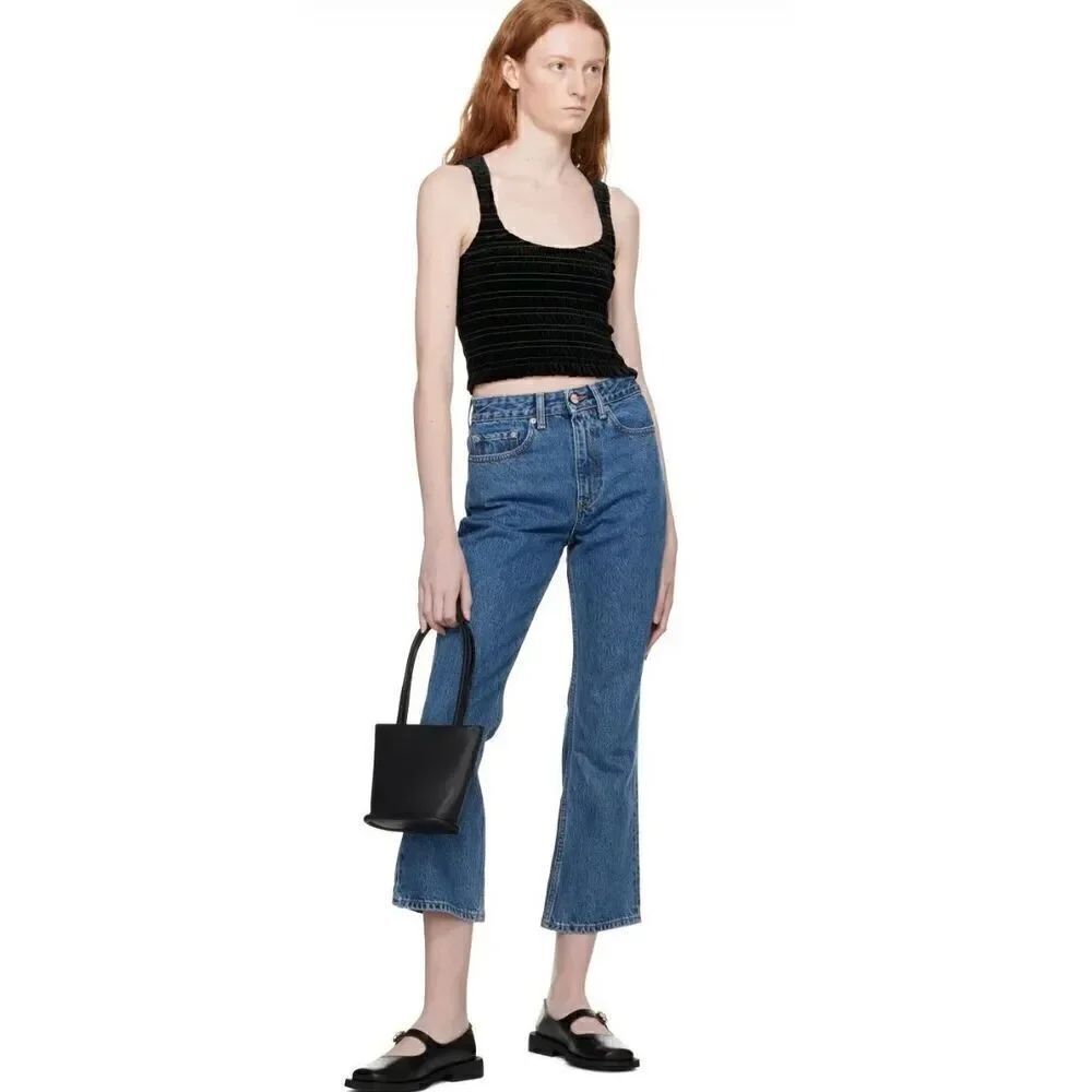 GANNI NWT Women’s Blue Rigid Betzy Jeans Slim Flare High Rise Size 32